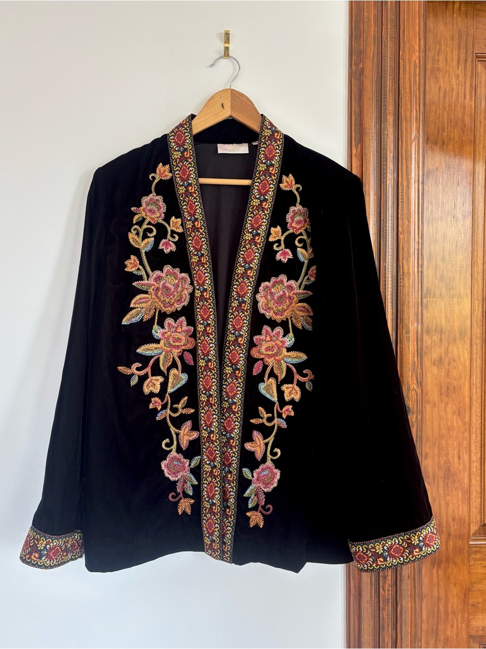 “Earth Mother” Velvet Embroidered Jacket from Belle Boho by Kim Gravel S